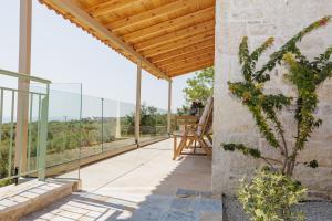 an external view of a house with a wooden roof at Petra & Thea Chrani Villas in Chrani
