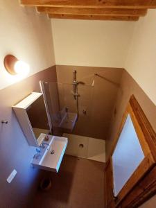 a bathroom with a sink and a shower at Appartamenti - AL4 in Guardistallo +19 photos