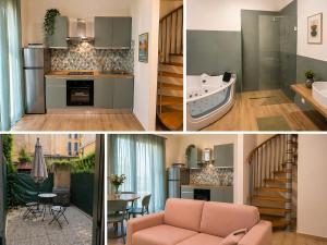 a kitchen and a living room with a bath tub at I Bimbi - Suite Apartment in Livorno +7 photos