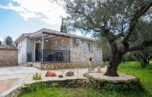 a house with a tree in front of it at Green Oak Villa in Orthoniaí