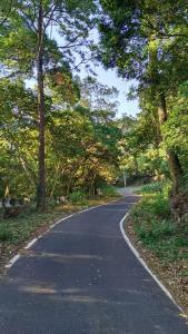 an empty road with trees on either side of it at New Mountain Resort in Nāmakkal +9 photos