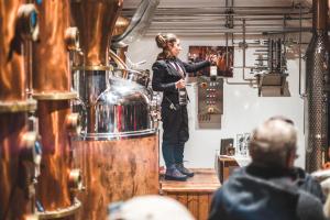 a woman standing in a room behind a drum machine at Casa Edoardo in Cavedine