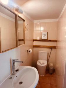 a bathroom with a sink and a toilet at Quinta da Vala - Veranda Suite 1 in Porches +3 photos