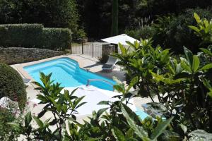 a swimming pool in a garden with plants at Maison des Cigales a heavenly setting in Saumane-de-Vaucluse