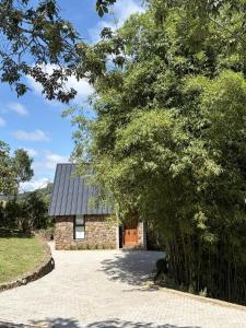 a house with a solar roof on top of it at Guest house Etérea in Flores da Cunha