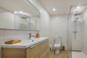 a bathroom with a sink and a toilet at Villa Cyprès Bleu in Peymeinade +15 photos