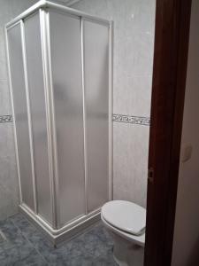 a bathroom with a shower with a toilet at Garro1 in Pasajes Ancho +17 photos