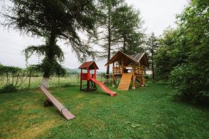 a playground with a house and a slide at Casa Ott in Prisaca Dornei