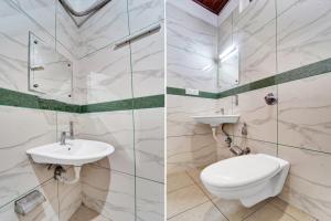 two pictures of a bathroom with a toilet and sink at Collection O Calvathy Road Near Fort Kochi in Cochin
