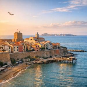 a view of a town on the water at Aurea Boutique Rooms in Termoli