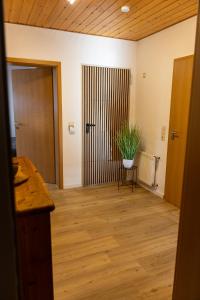 a room with a door with a potted plant in it at Auszeit im Sauerland in Meschede