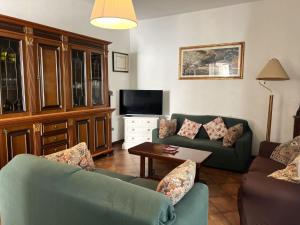 a living room with two couches and a tv at Casa Nina in Marina di Massa