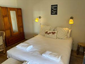 a bed in a room with two pillows on it at Duilius in Robe