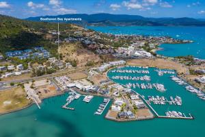 an aerial view of the avalon bay marina at Spa Haven 17B Ocean View in Airlie Beach