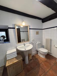 a bathroom with a sink and a toilet at Iregi Natura Casa Rural in Oskotz +48 photos
