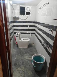 a bathroom with a toilet and a bucket in it at Vasavi Homes in Mādhavaram +8 photos