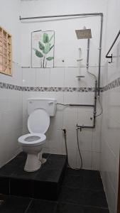 a bathroom with a toilet and a shower in it at Homestay Iliana in Kangar +12 photos