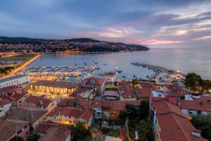an aerial view of a town next to a body of water at Vila Flori in Koper