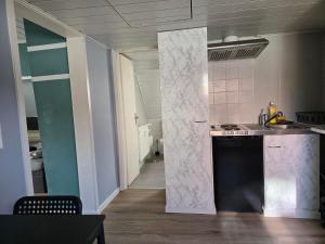 a kitchen with a sink and a counter top at Gemütliche Wohnung in Pforzheim in Pforzheim