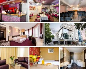 eine Fotocollage eines Hotelzimmers in der Unterkunft Alliance Hotel in Plowdiw + 35 Fotos