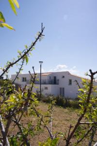 a white building with a mountain in the background at Petrikore - Rosso in Scoglitti