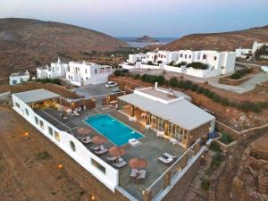 an aerial view of a villa with a swimming pool at GLAFKY Retreat in Panormos