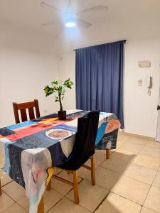 a dining room table with a potted plant on it at Estadía Ideal para 2 personas in Resistencia