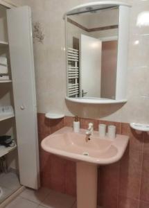 a bathroom with a sink and a mirror at Charming accommodation for 2 people in ELNE in Elne