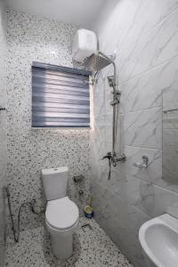 a bathroom with a toilet and a sink at The Whale Inn Narayi rd Barnawa high cost in Kaduna