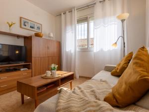 a living room with a couch and a tv at Holiday Home Flamenc 1 by Interhome in Riumar