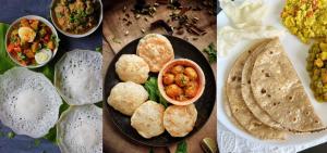 three pictures of different types of food on a plate at Easy Nest Kannur in Valapattanam