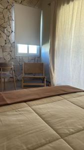 a bedroom with a bed and a chair and a window at Rio los Patos in Barreal