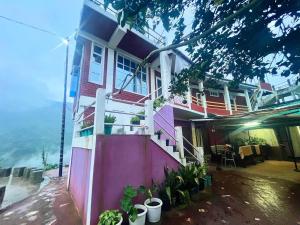 a pink building with plants in front of it at Saus Home in Khonoma