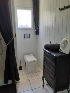 ein Badezimmer mit Toilette und einer Kommode mit Waschbecken in der Unterkunft L'Ariade in Monpazier + 34 Fotos