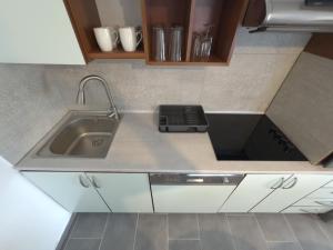 a small kitchen with a sink and a sink at Apartments Gašparić in Barbat na Rabu +35 photos