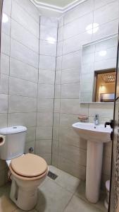a bathroom with a toilet and a sink at LH Appart 1 bel appartement cosy, vu sur montagnes, proche du lac de Bin el Ouidane et de cascades d'Ouzoud in Afourer +11 photos