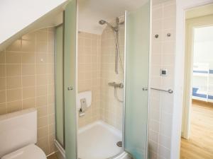 a bathroom with a shower and a toilet at Villa Tamarisk - + box in Middelkerke +9 photos