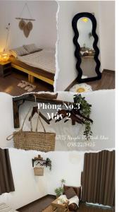 a picture of a bedroom with a bed and a mirror at Mây 2 homestay Phan Rang in Bắc Sớn