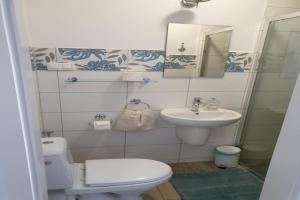 a bathroom with a toilet and a sink at Agritourism, family studio in Ładzin +16 photos