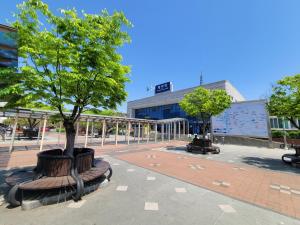 a tree sitting on a bench in front of a building at SiSu2 in Chilgok