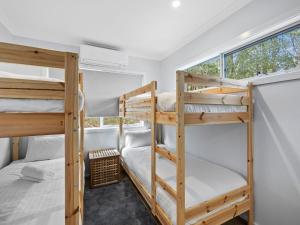 a bedroom with two bunk beds and a window at The Nest on Hull in Marysville