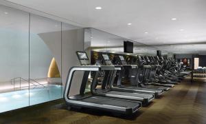 a gym with a row of treadmills at Park Hyatt Vienna in Vienna
