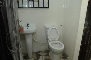 a bathroom with a toilet and a sink at Besta Apartments in Akure