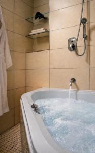 a bath tub filled with water in a bathroom at Afrika Hotel Frýdek-Místek in Frýdek-Místek +19 photos