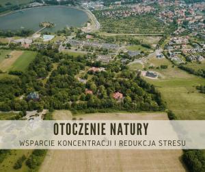 an aerial view of a park with a lake at Hotel Dębowy Biowellness & SPA Góry Sowie in Bielawa