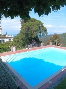 a large swimming pool with a view of the ocean at La carezza dell'Elba in Poggio