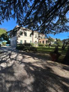 a large white house with a tree in front of it at La carezza dell'Elba in Poggio