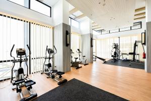 a gym with treadmills and elliptical machines at Lovina 5-AA at One Residence in Batam Center