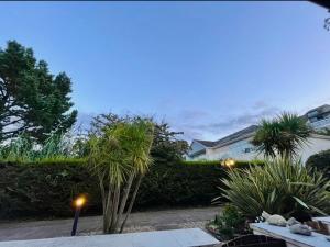 a garden with palm trees and a house at 2 Bedroom - Seaside Apartment in Dawlish Warren +9 photos