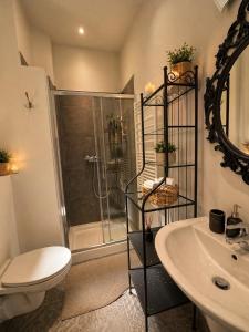 a bathroom with a shower and a toilet and a sink at Chambre Confort Premium - Monaco 1 in Beausoleil